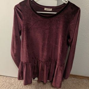 Hardly-worn Velvet dark purple peplum top